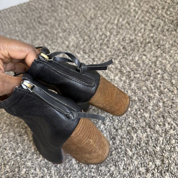 Jeffrey Campbell Rumble Ankle Boots 6 M Black Leather Stacked Block Heels Zip - Picture 4 of 8